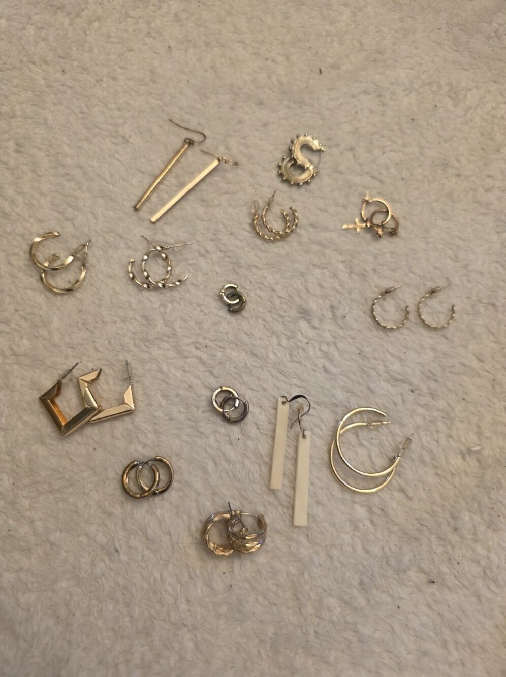 Gold-Tone Mixed Hoop and Bar Earring Set — Women’s Fashion Earrings